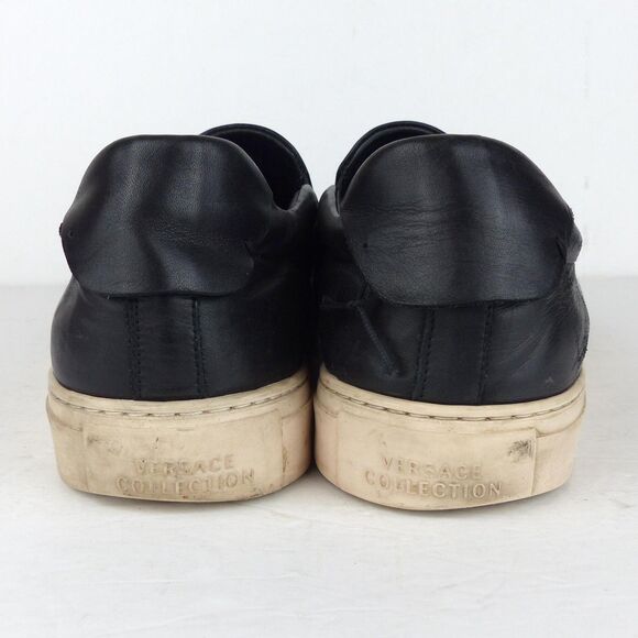 Versace Collection Loafer Sneakers Men 12, 45 Black Leather Slip On Medusa Coin - Picture 10 of 16